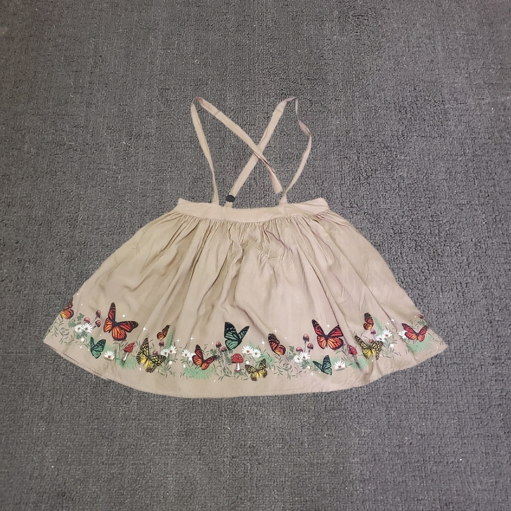 Butterfly Embroidered Tan Skirt